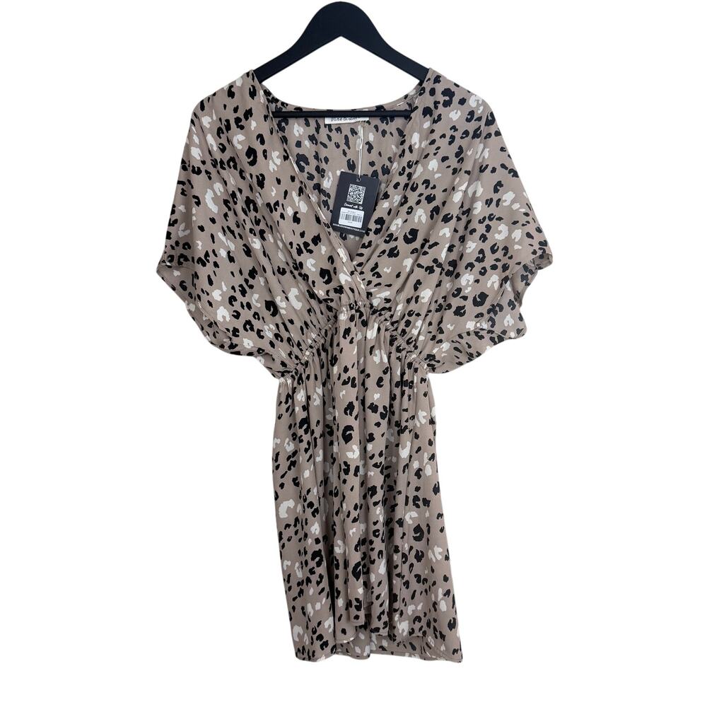 V-Neck Leopard Print Mini Dress MEDIUM - Picture 3 of 5